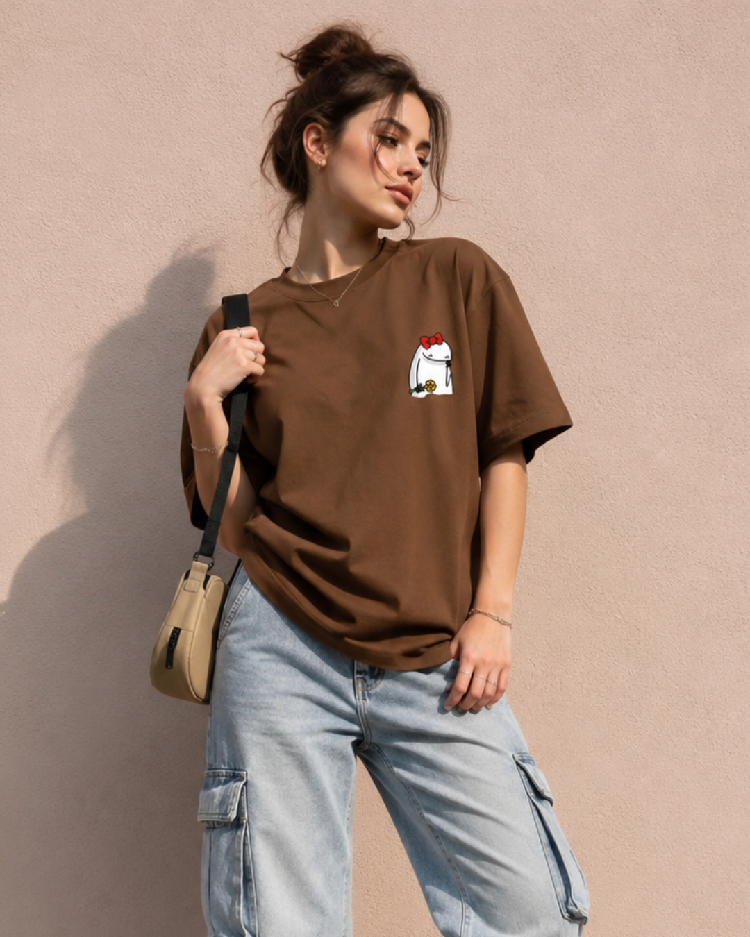 Cute Kitty Bow Oversized T-Shirt