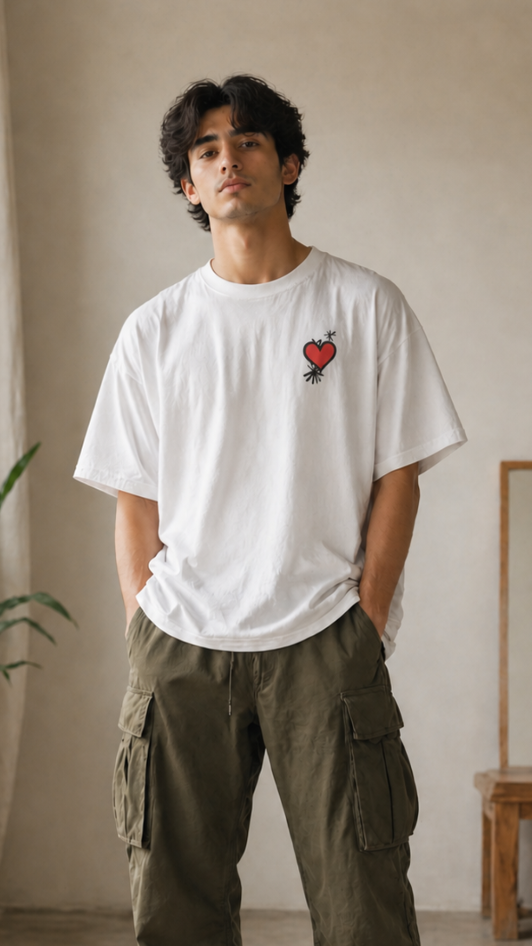 Minimal Heart Graphic Oversized T-Shirt