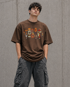 Tribal Mask Graphic Oversized T-Shirt