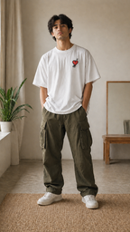 Minimal Heart Graphic Oversized T-Shirt