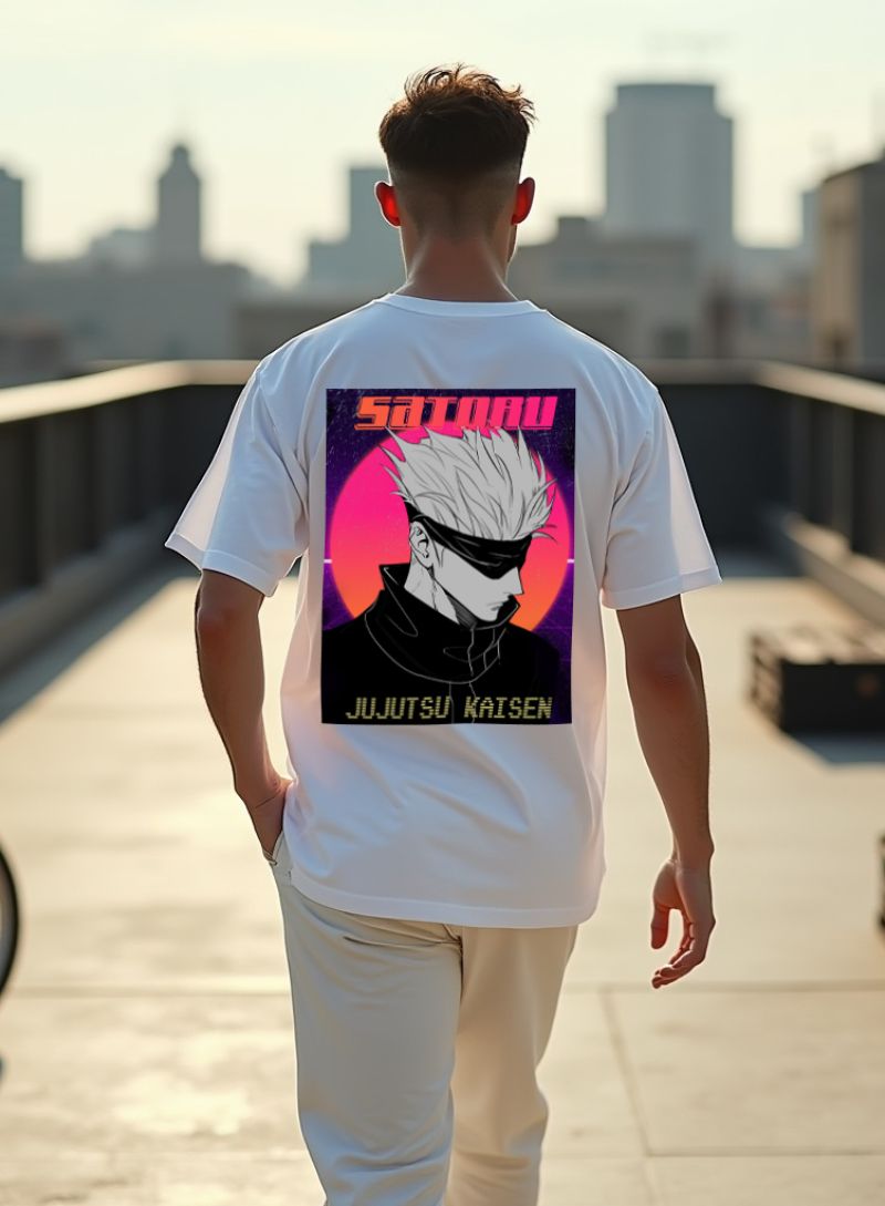 Satoru Gojo Cyberpunk Sunset Oversized T-Shirt