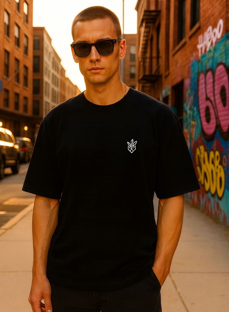 Manga Eyes Stack Black Oversized T-Shirt