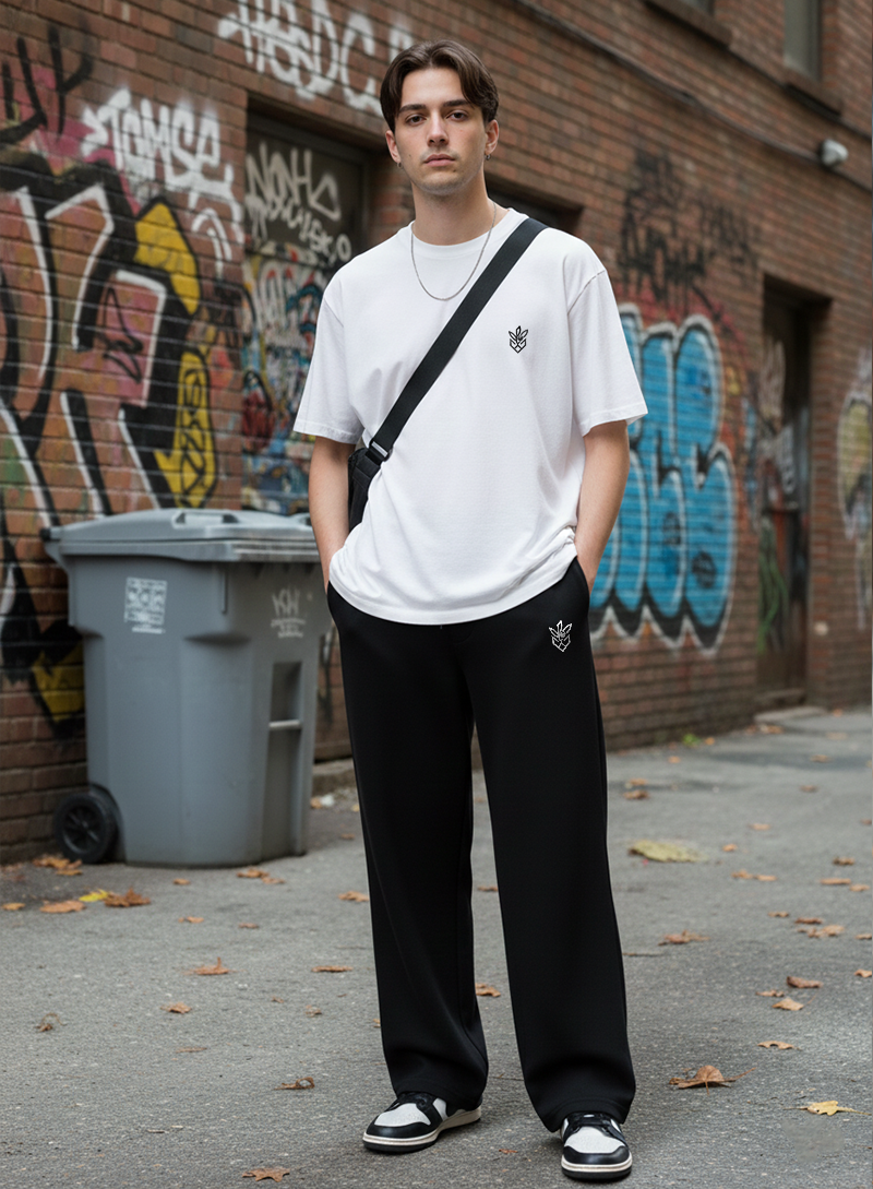 Black Relaxed Fit Drape Trousers