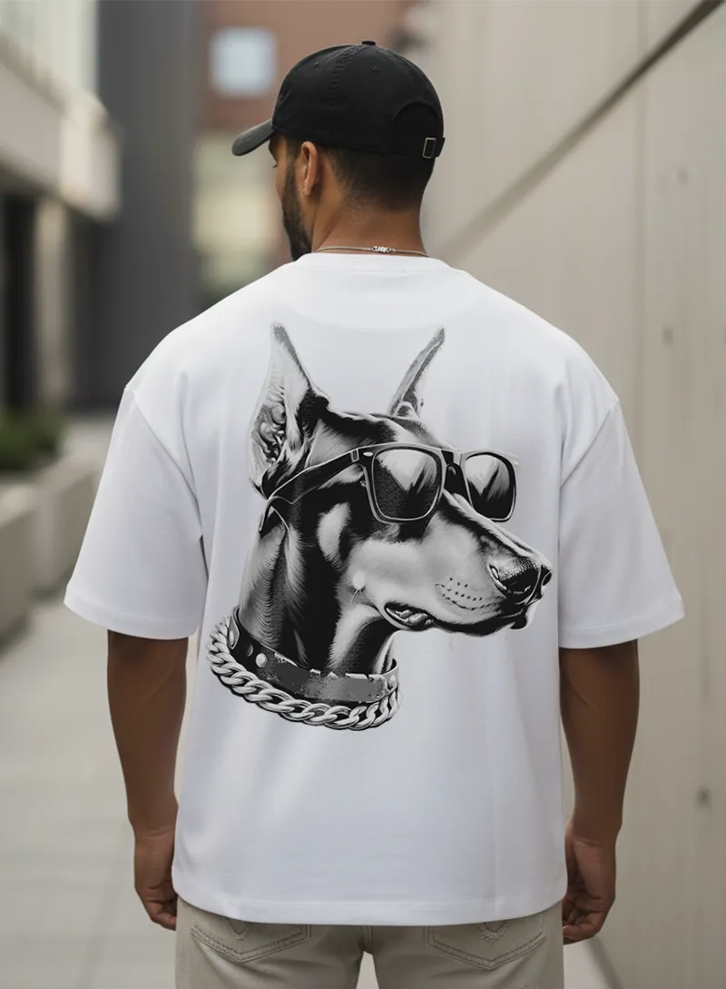 Dogfather White Drop-Shoulder T-shirt