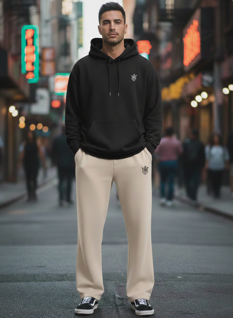 Beige Comfort Wide-Leg Trousers