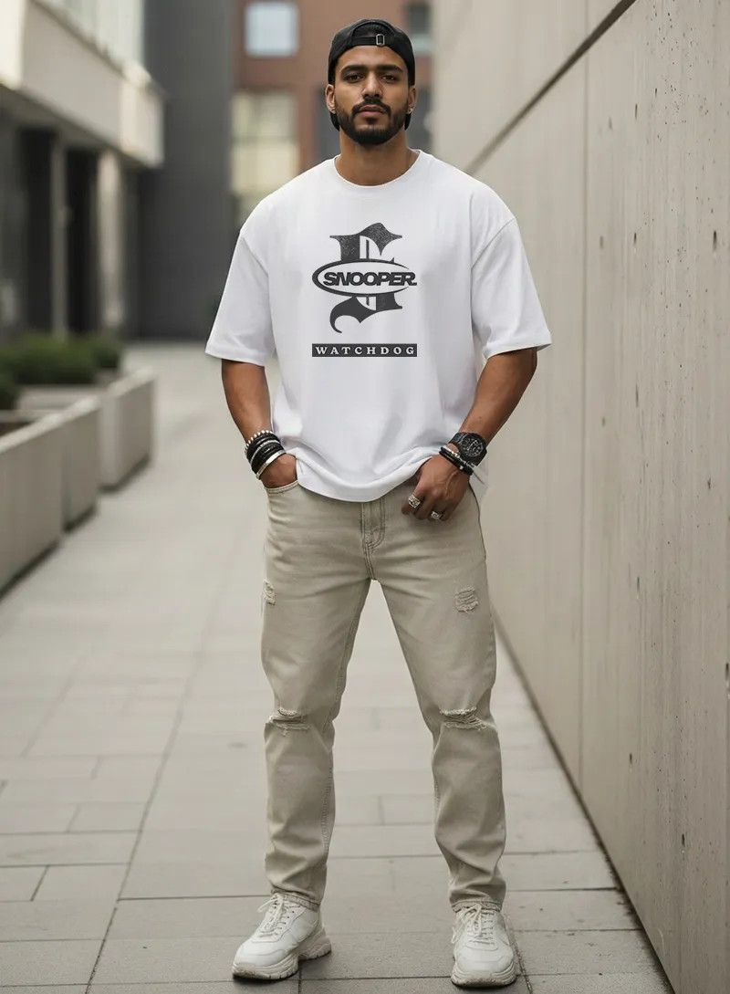 Dogfather White Drop-Shoulder T-shirt