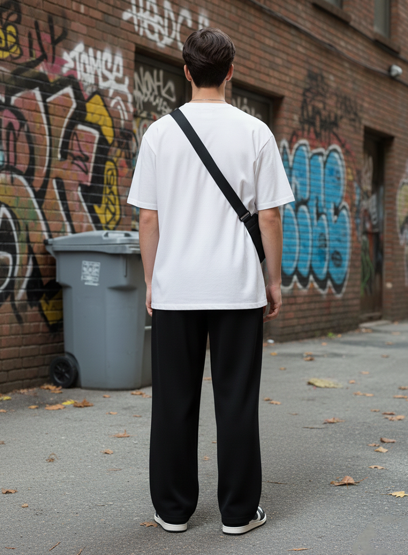 Black Relaxed Fit Drape Trousers