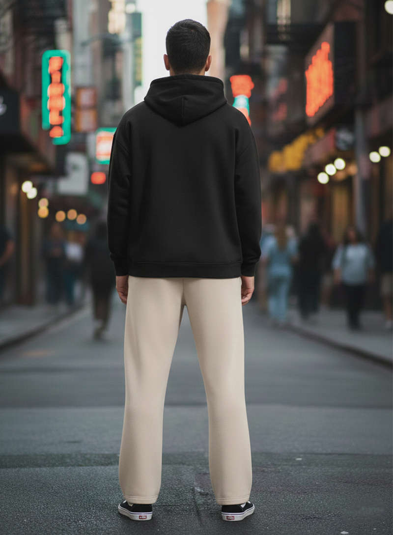 Beige Comfort Wide-Leg Trousers