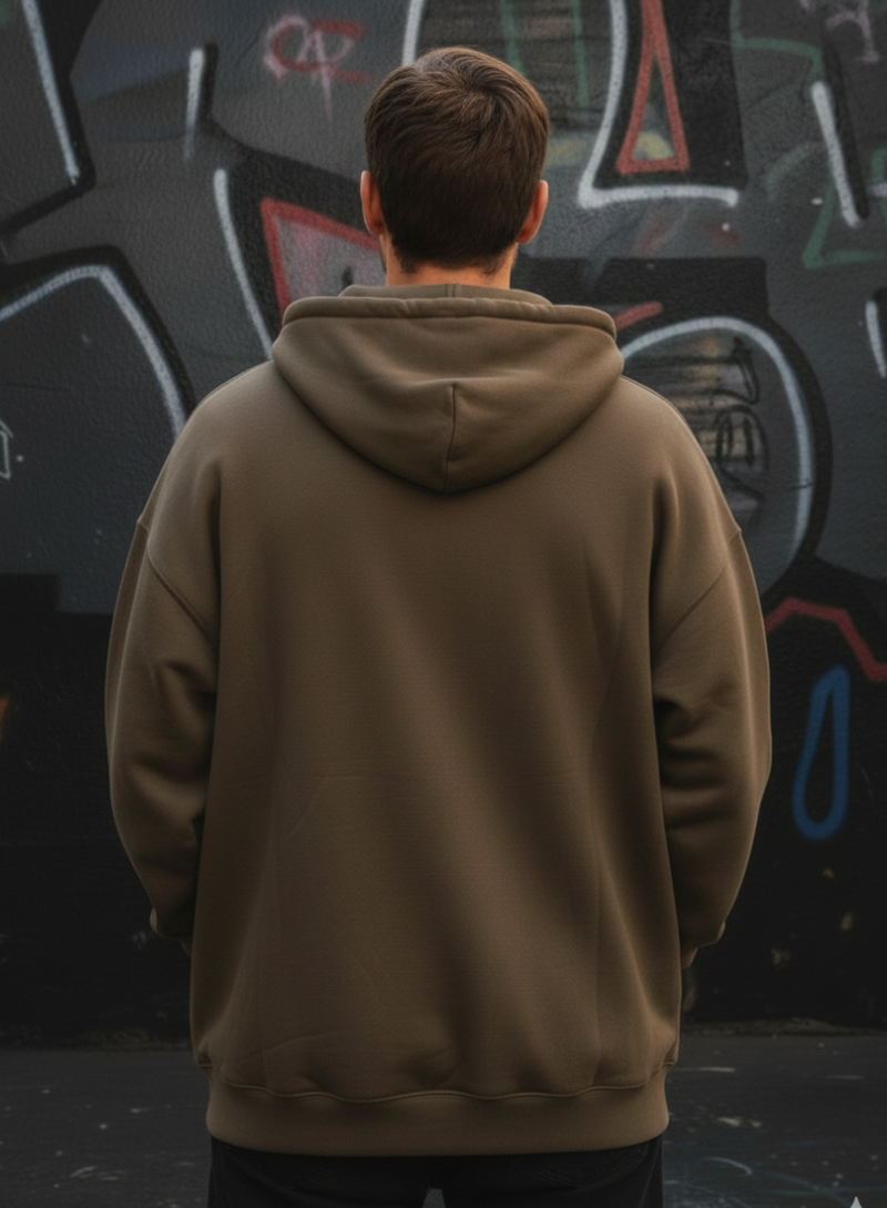 Mouse Brown Zipper Hoodie Street Look
