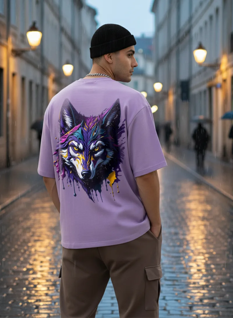 Neon Wolf Spirit Backprint T-shirt