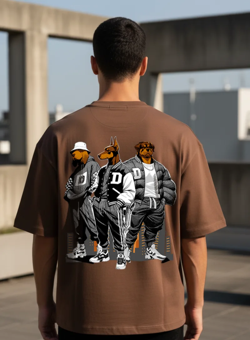 Doberman Drip Oversized Brown Tshirt